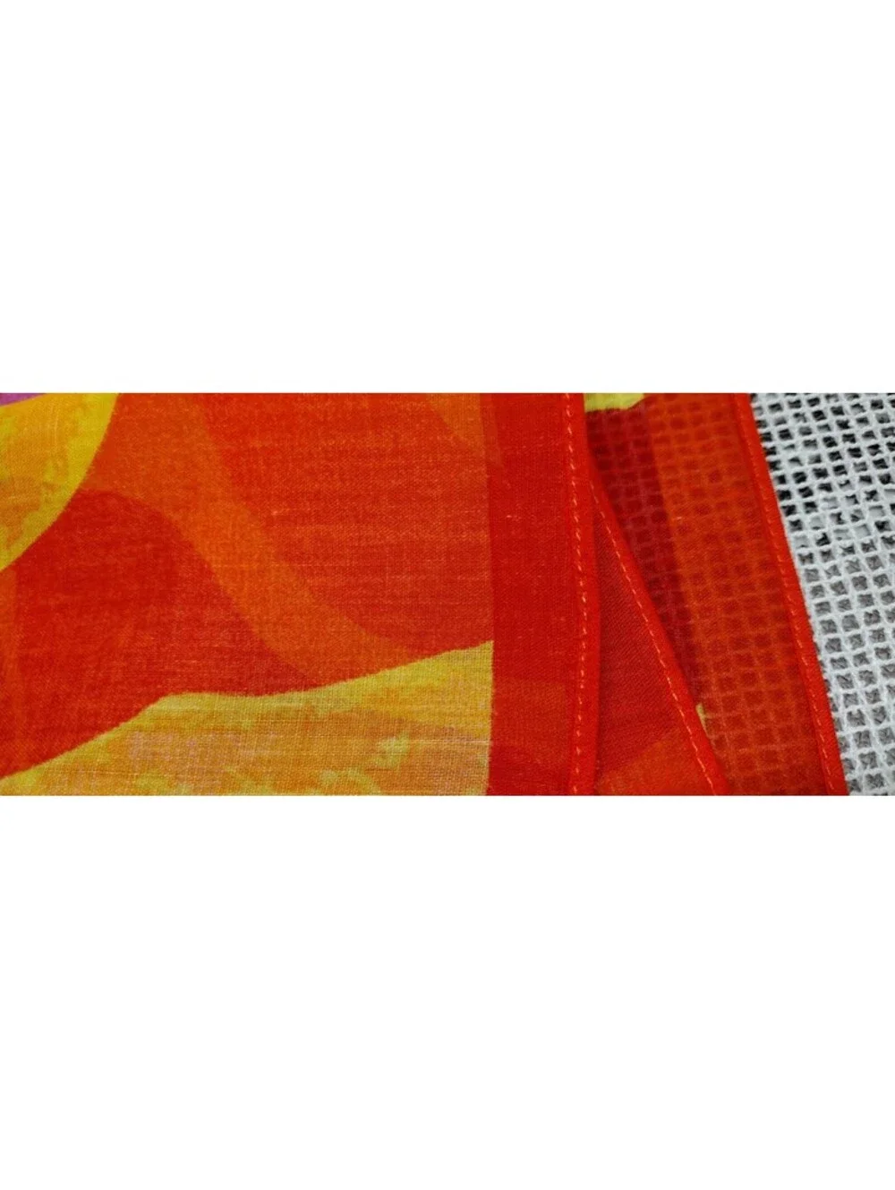 Vintage LIZ CLAIBORNE 1980s Orange Cotton Scarf BIG PINK FISH Tropical Fish Red